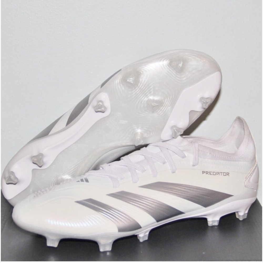NEW Adidas Predator 24 Pro FG Soccer Cleats Mens 8 White Silver Women’s 10 NWT